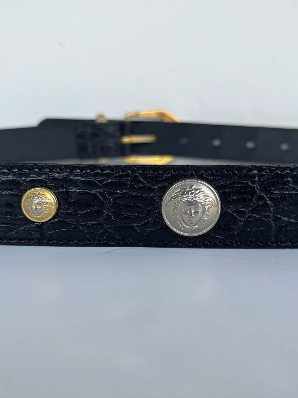 Gianni Versace Vintage Leather Belt- Size 36-Black
